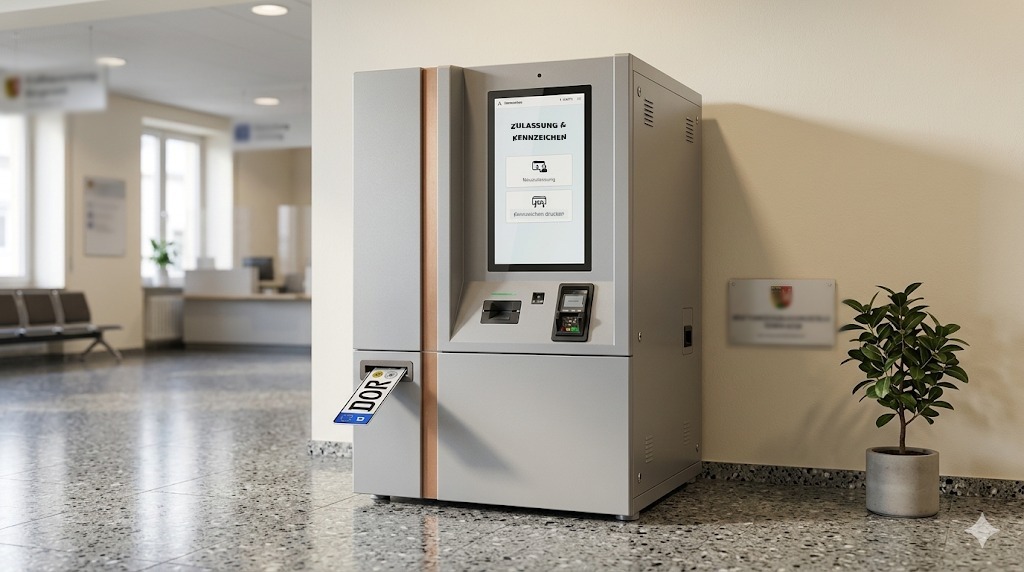 Der Zulassungsautomat im Foyer einer Behörde
